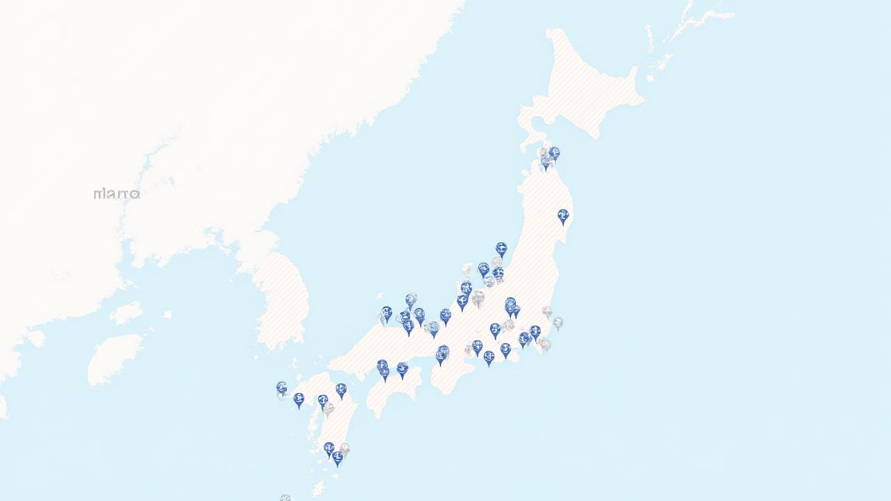 東京、大阪を中心とした主要都市のカーレンタルステーション分布図